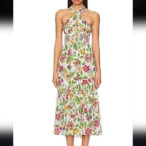 NWT Misa Los Angeles Karoline Chiffon Halter Midi Dress. XS